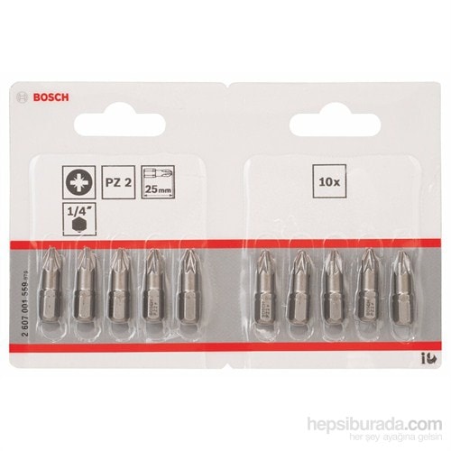 BOSCH - 10'Lu Paket - Ekstra Sert Seri Vidalama Ucu - Pz 2, 25 Mm