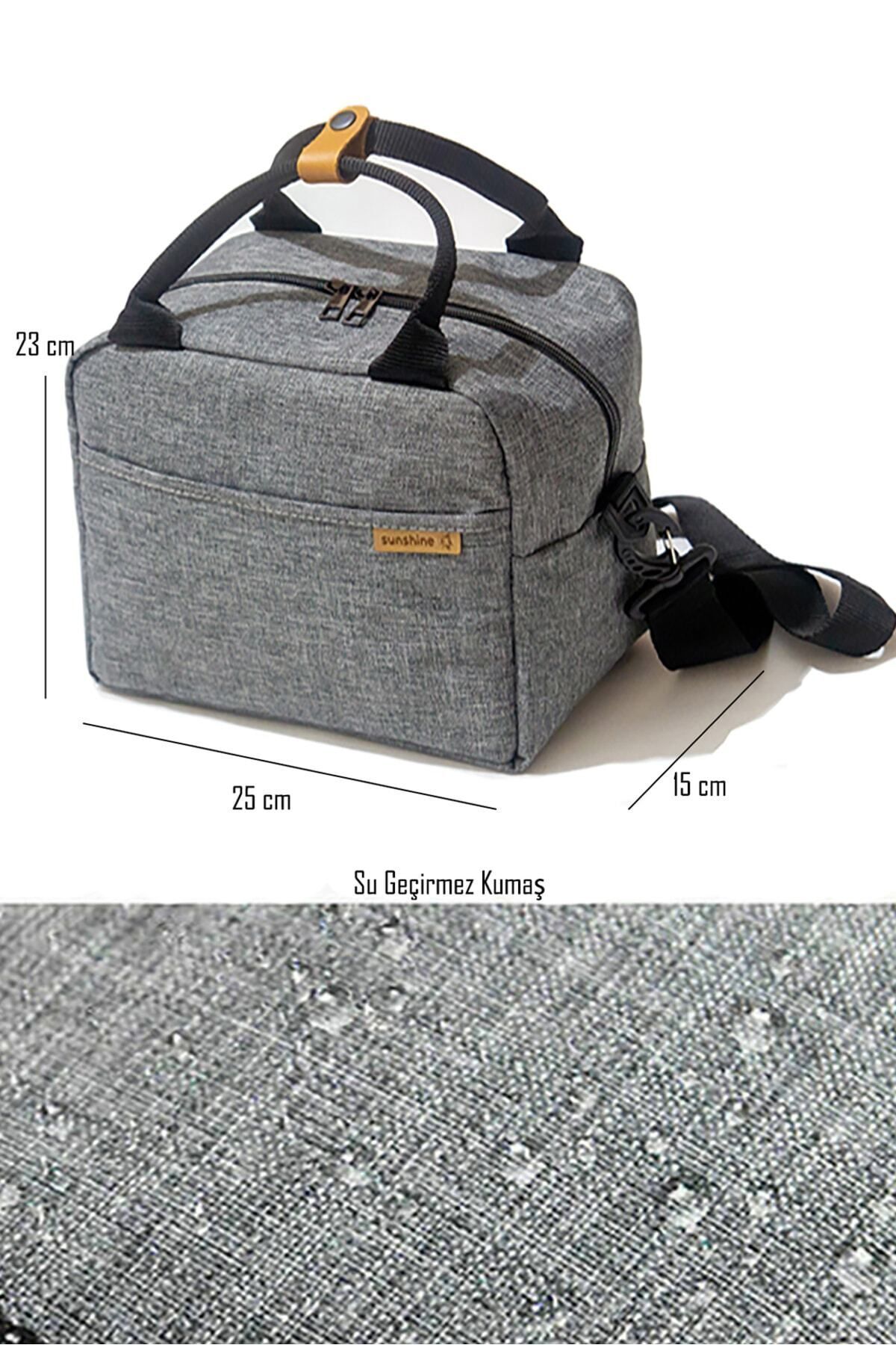 Bej Termal Isı Izolasyonlu Su Geçirmez Yemek Taşıma Ek Gıda Beslenme Askılı Omuz Çantası