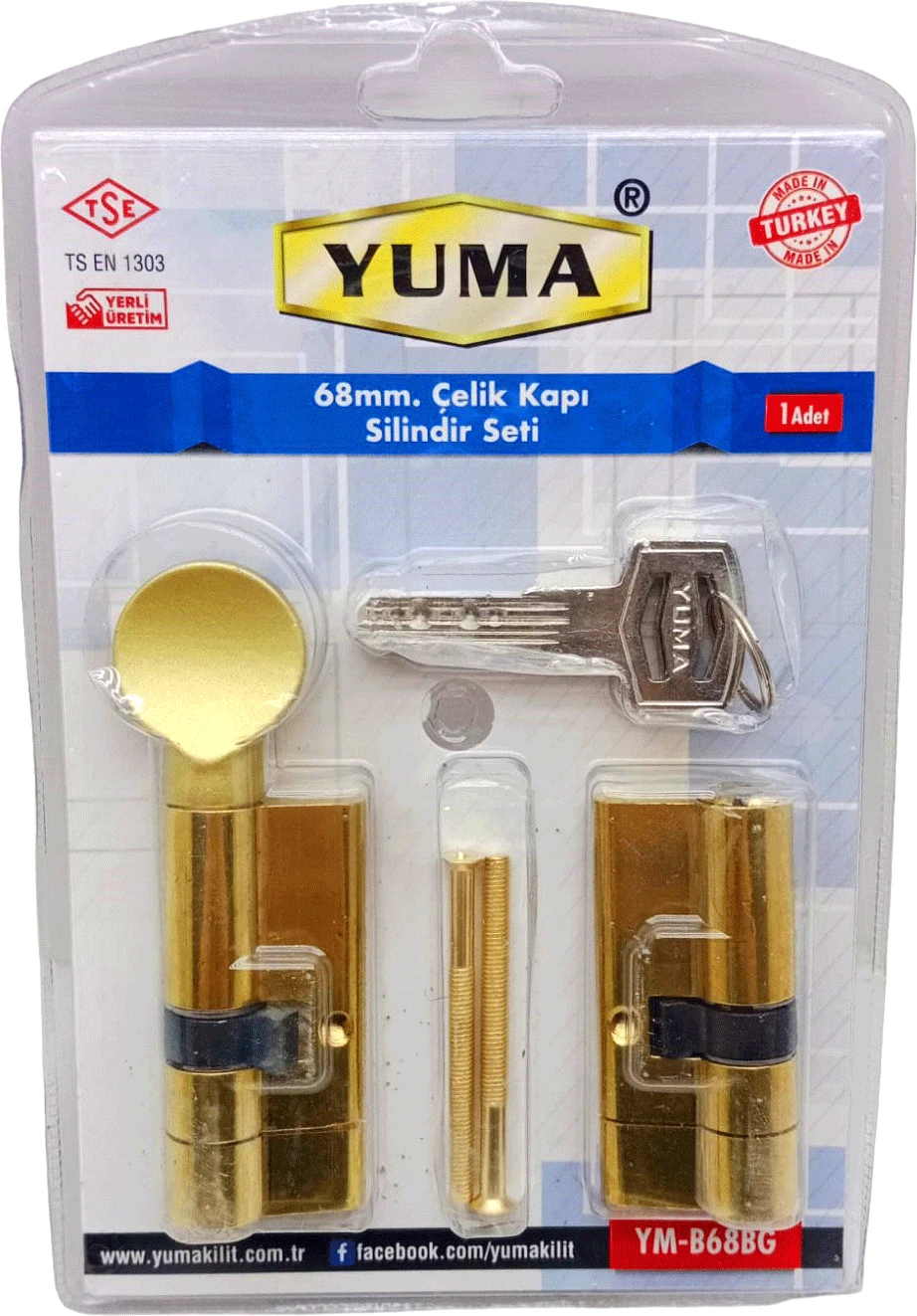 Sarı Mandallı Çelik Kapı Barel Set 68M (5067)