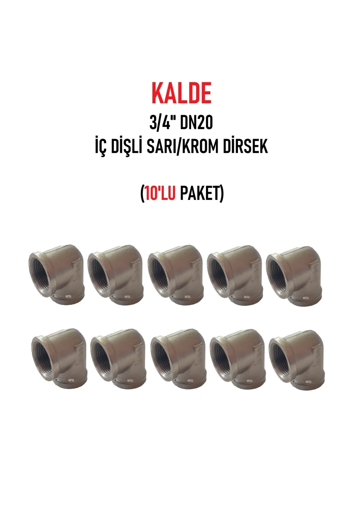 (10'lu Paket) 3/4" Dn20 Sarı/Krom Dirsek İç Dişli (Dişi) - Brass İnternal Thread Elbow