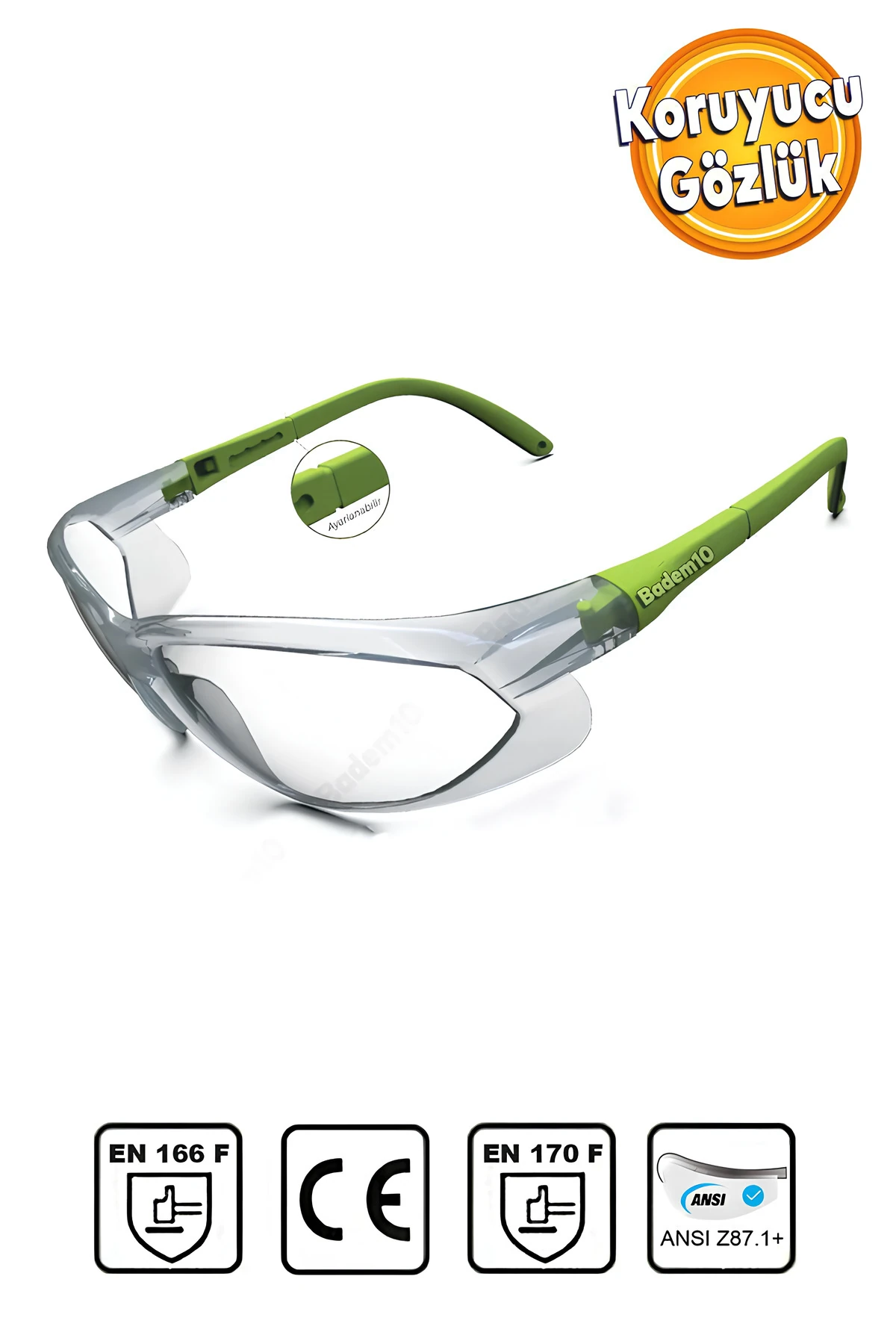 İş Güvenlik Güvenliği Gözlüğü Kulak Ayarlı Koruyucu Laboratuvar Koruma Gözlüğü Gözlük Şeffaf S900