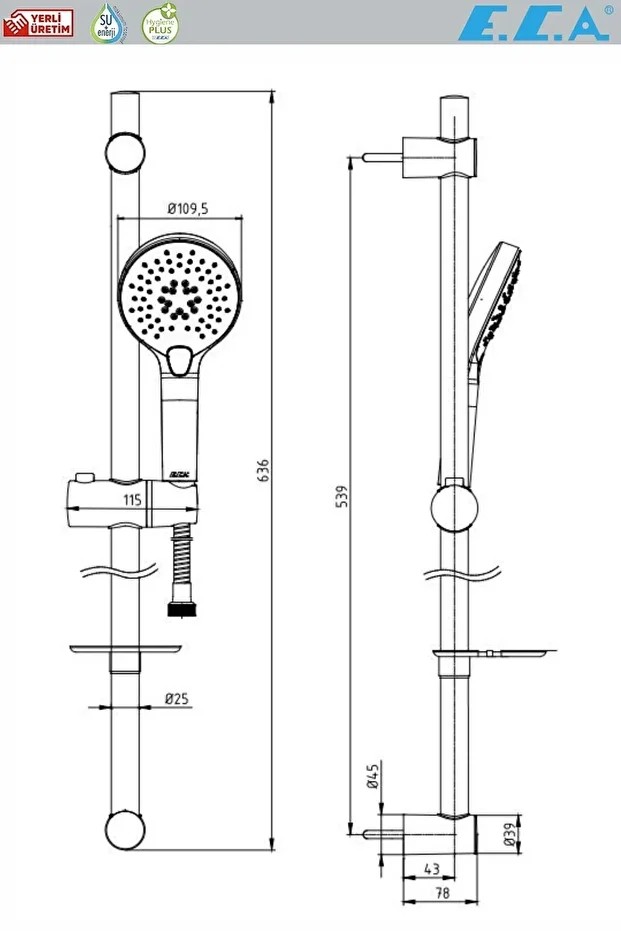 Purity Banyo Hareketli Sürgülü Duş Seti Üst Takım 102146061