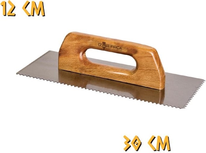 Izmir Fırça Ahşap Saplı Seramik Malası Üçgen Diş - 30 Cm.