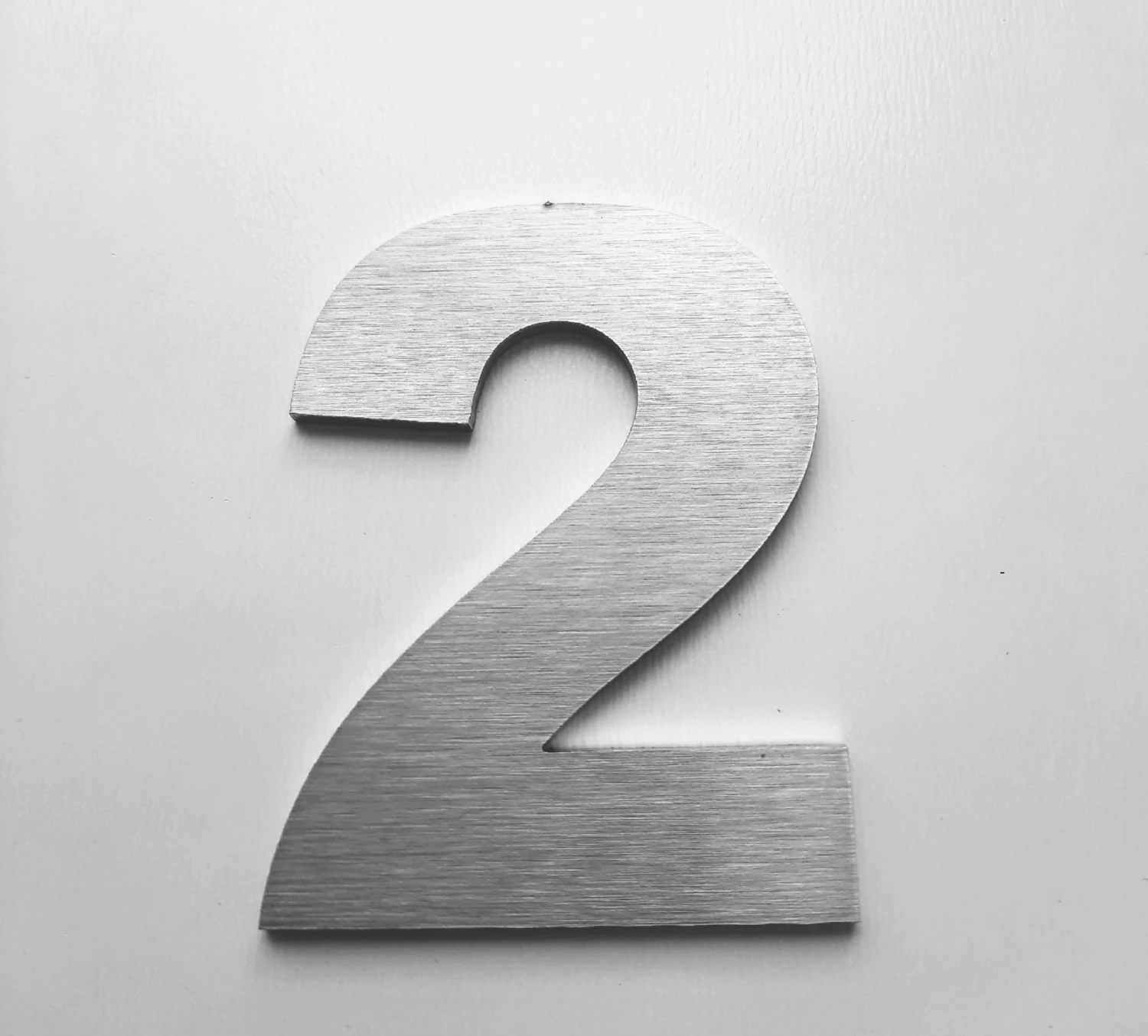 Kapı, Daire, Bina, Numarası 6 cm No:2 Fırça Desen Paslanmaz Çelik Metal Kendinden Yapışkanlı Numara