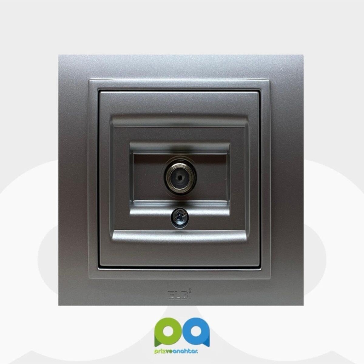 Zena Uydu Prizi ( F Dişi Konnektör ) Çerçeveli Metalik Gri Gümüş