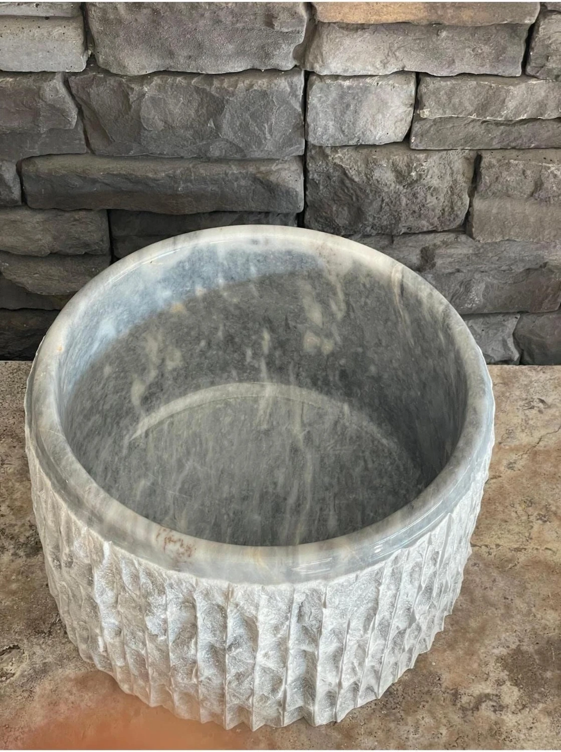 Gri Mermer Patlatma Modelli Hamam Kurnası