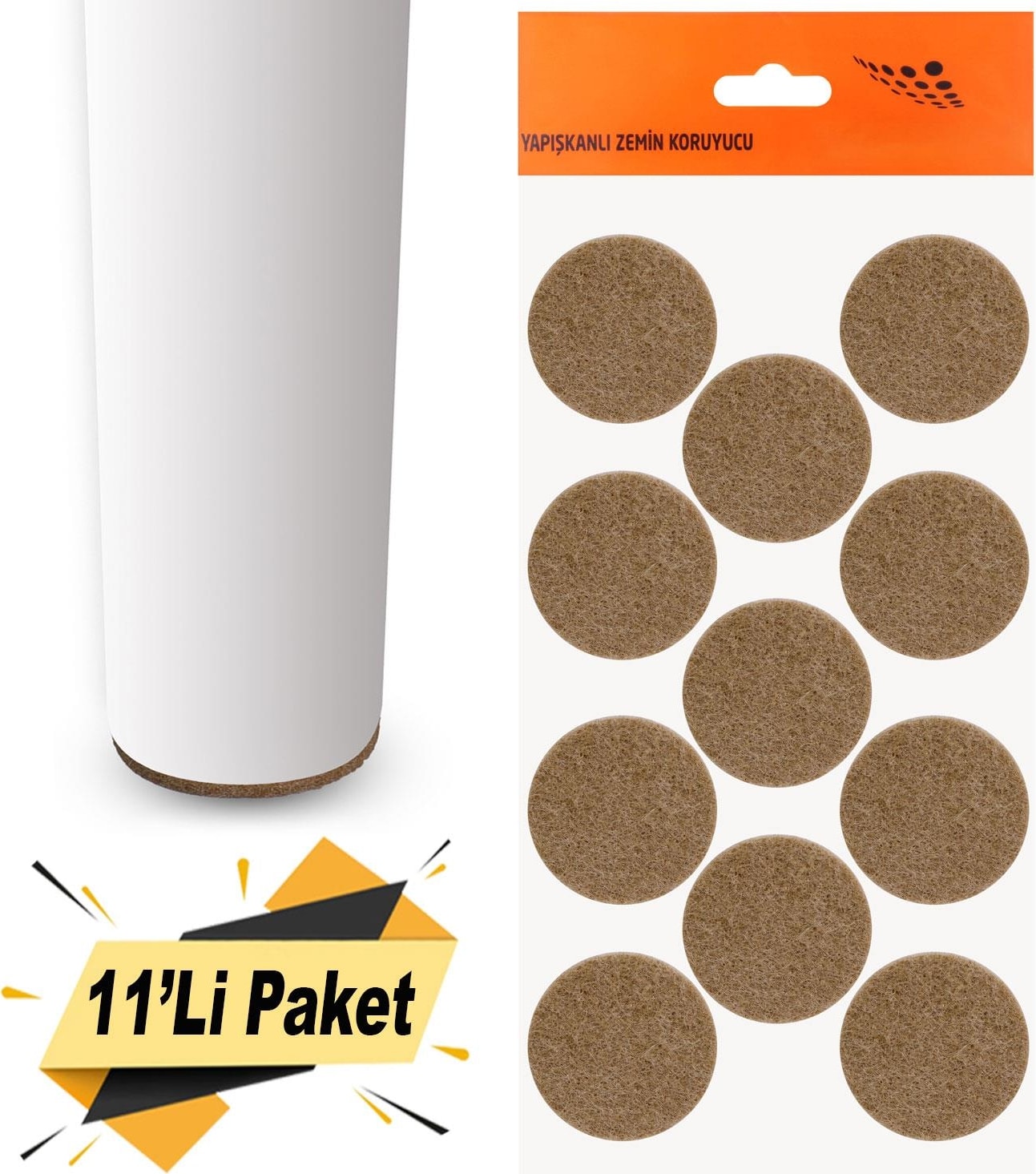 Yapışkanlı Mobilya Masa Sandalye Parke Zemin Ayak Koruyucu Kaydırmaz Keçesi 40 Mm (11'Lİ PAKET)