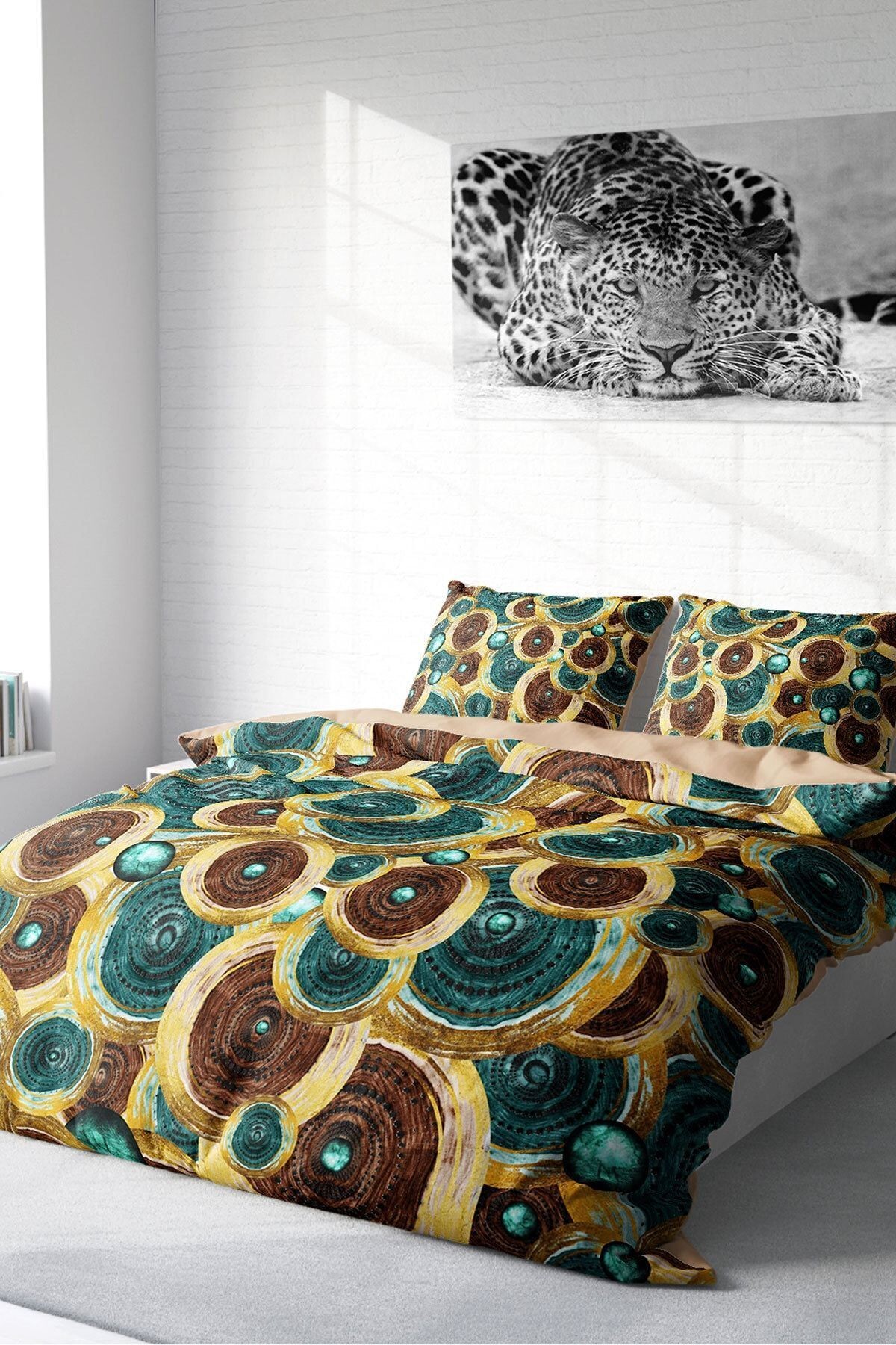 Vintage Design 3d Pamuk Saten Çift Kişilik Nevresim Takımı