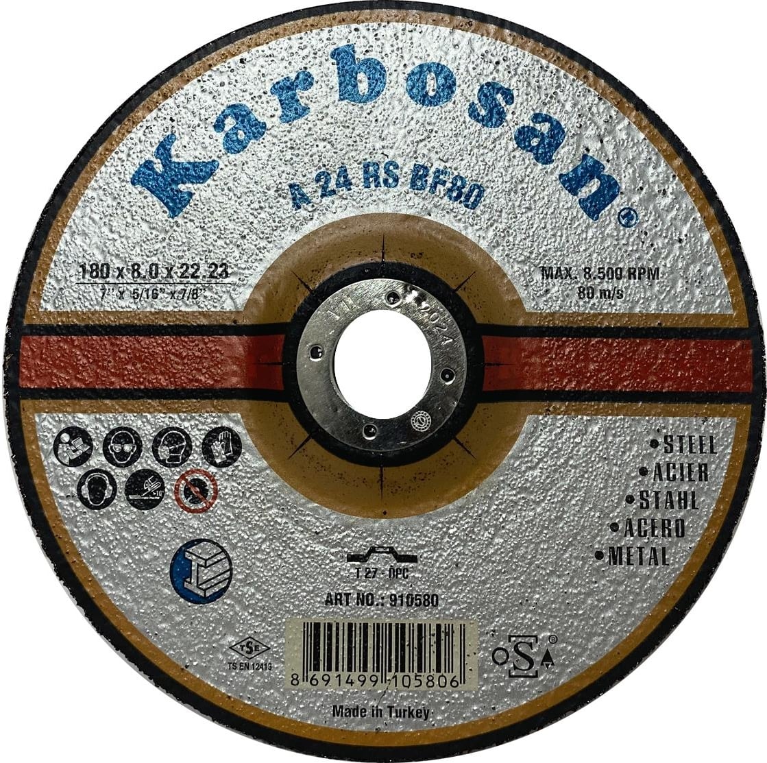 KARBOSAN KARBOSAN180X8.0X22 7"x5/16"x7/8 Taşlama Taşı 1 Adet