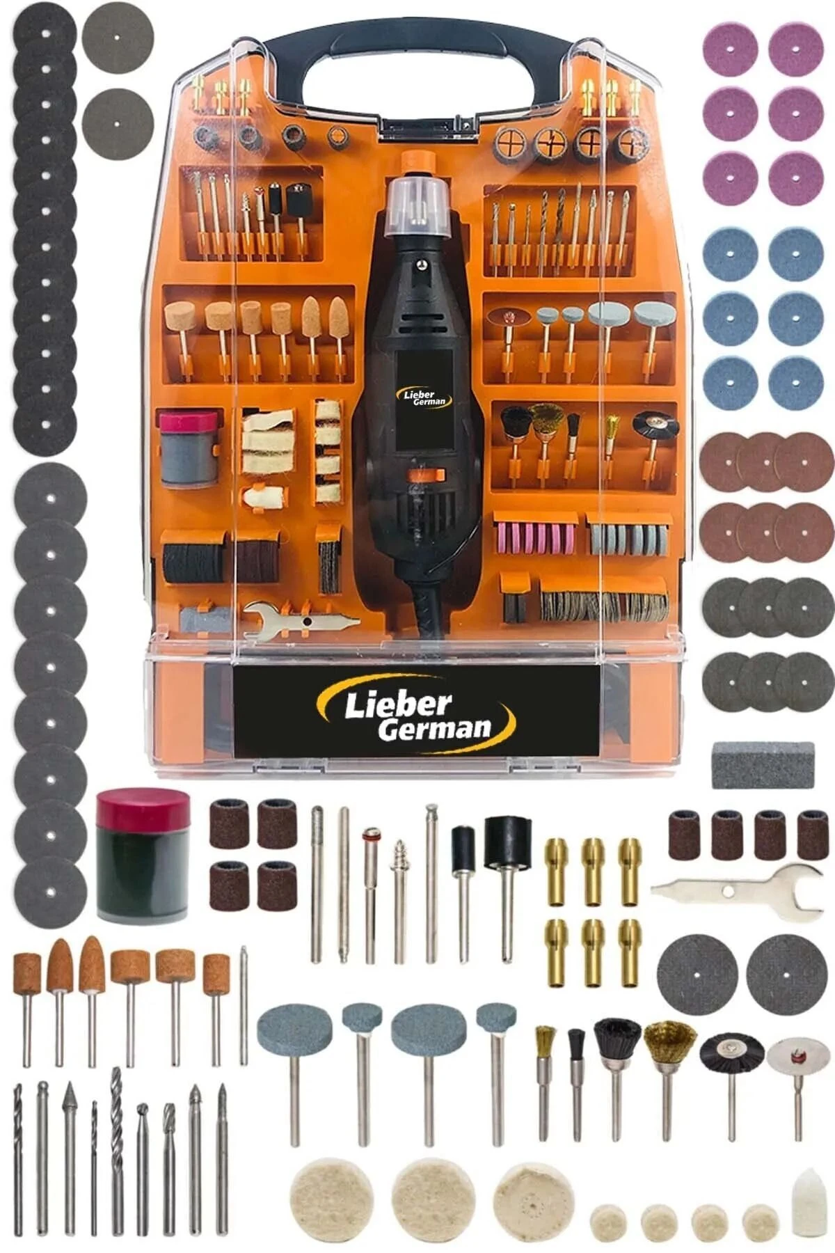 340 Parça 400 Watt Devir Ayarlı Ahşap Mermer Plastik Oyma Hobi Kalıpçı Taşlama Gravür Makinesi Seti