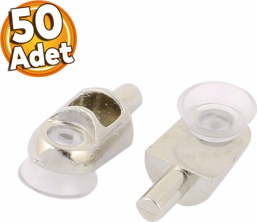 Raf Pimi Vantuzlu Cam Ahşap Metal Raf Tutucu Çivisi Mobilya Dolap Pimi (50 Adet)