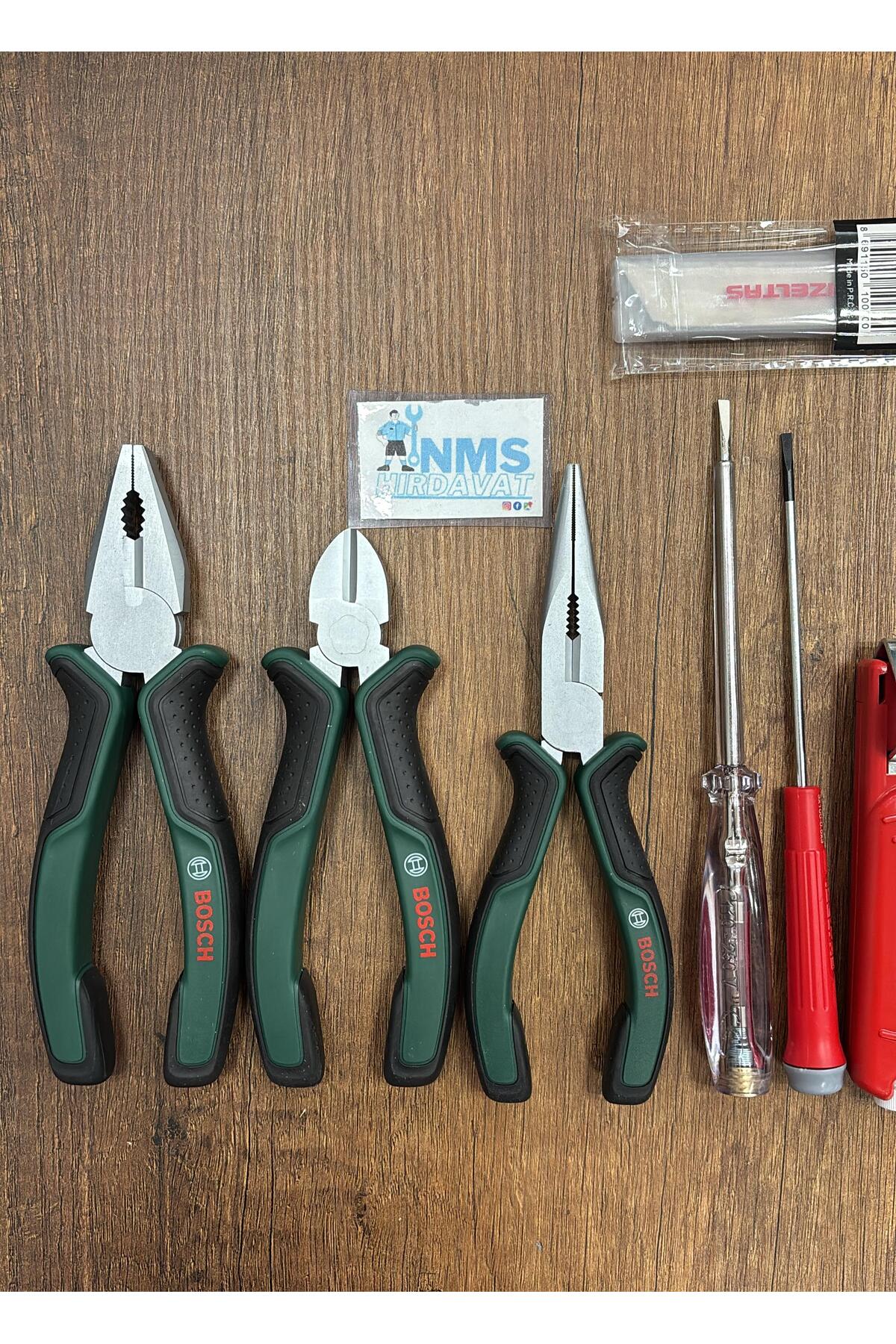 8 Parça Profesyonel Çok Amaçlı El Aleti Seti İzeltaş Set Yüksek Kalite NMS HIRDAVAT