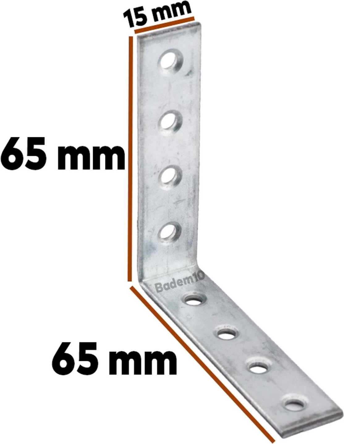 Mobilya Köşe Bağlantı Sabitleme L Demir Deprem Dolap Duvar Birleştirme Gönye 65X65X15 mm (10 Adet)