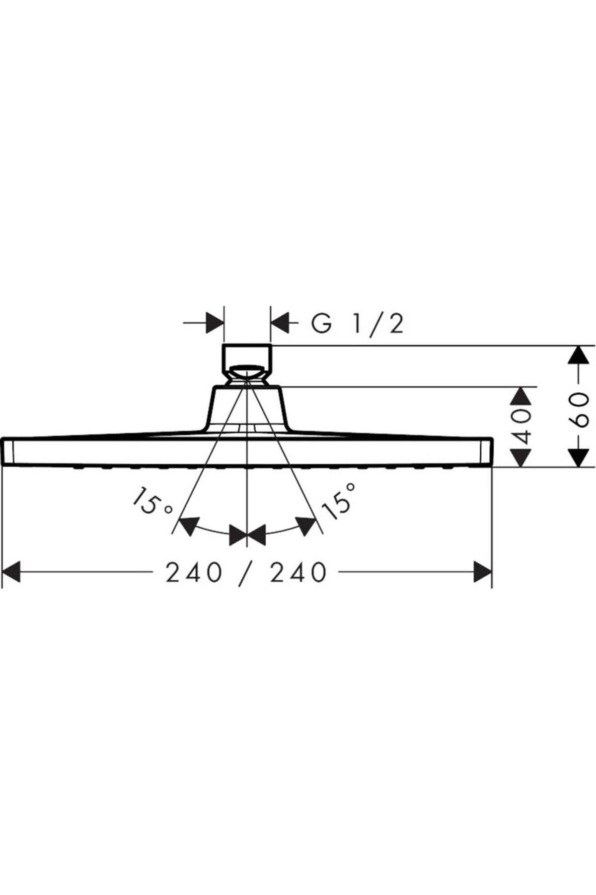 Crometta E Tepe Duşu Krom 240 1 Jet, Düşük Basınç