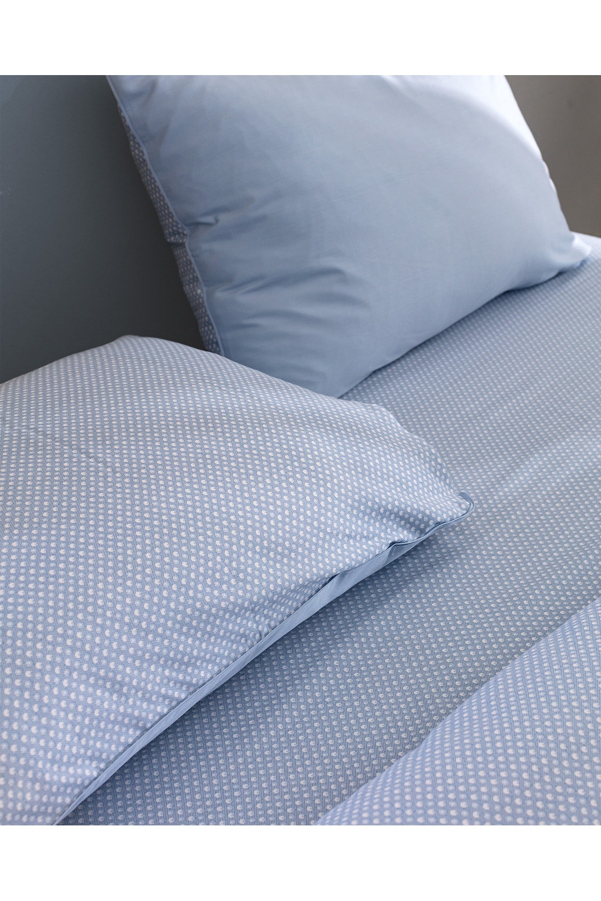 Clodia King Size %100 Pamuk Baskılı Saten Nevresim Takımı - Mavi