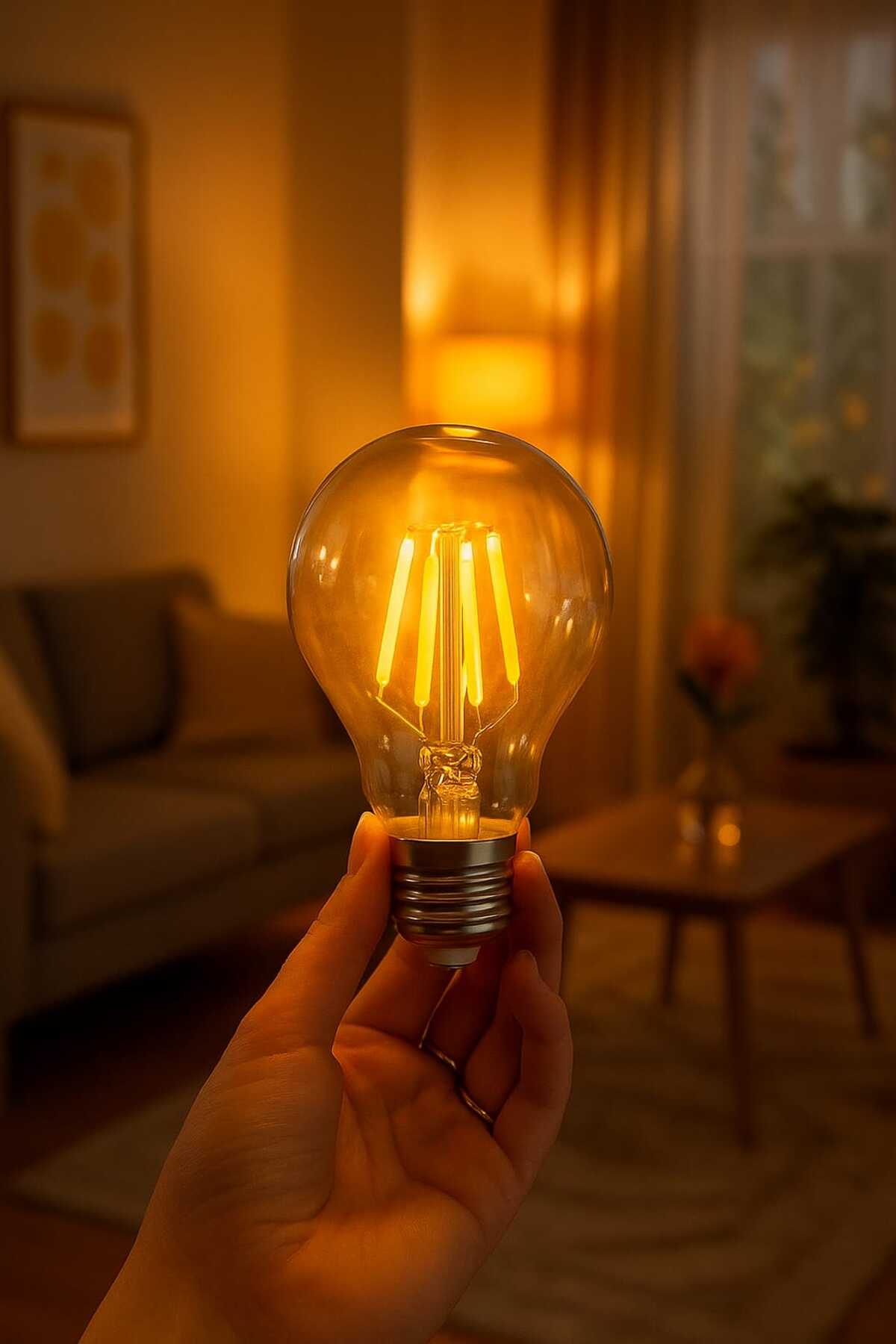 Led Ampul E27 Sarı Işık ( A60 ) Yüksek Işık Gücü