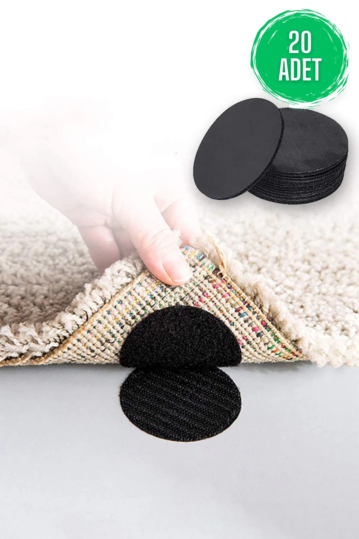 Halı Kaydırmaz Bant 20'li Çarşaf Örtü Tutucu Sabitleme Ped Minder Yastık Yapıştırma Aparat Koltuk