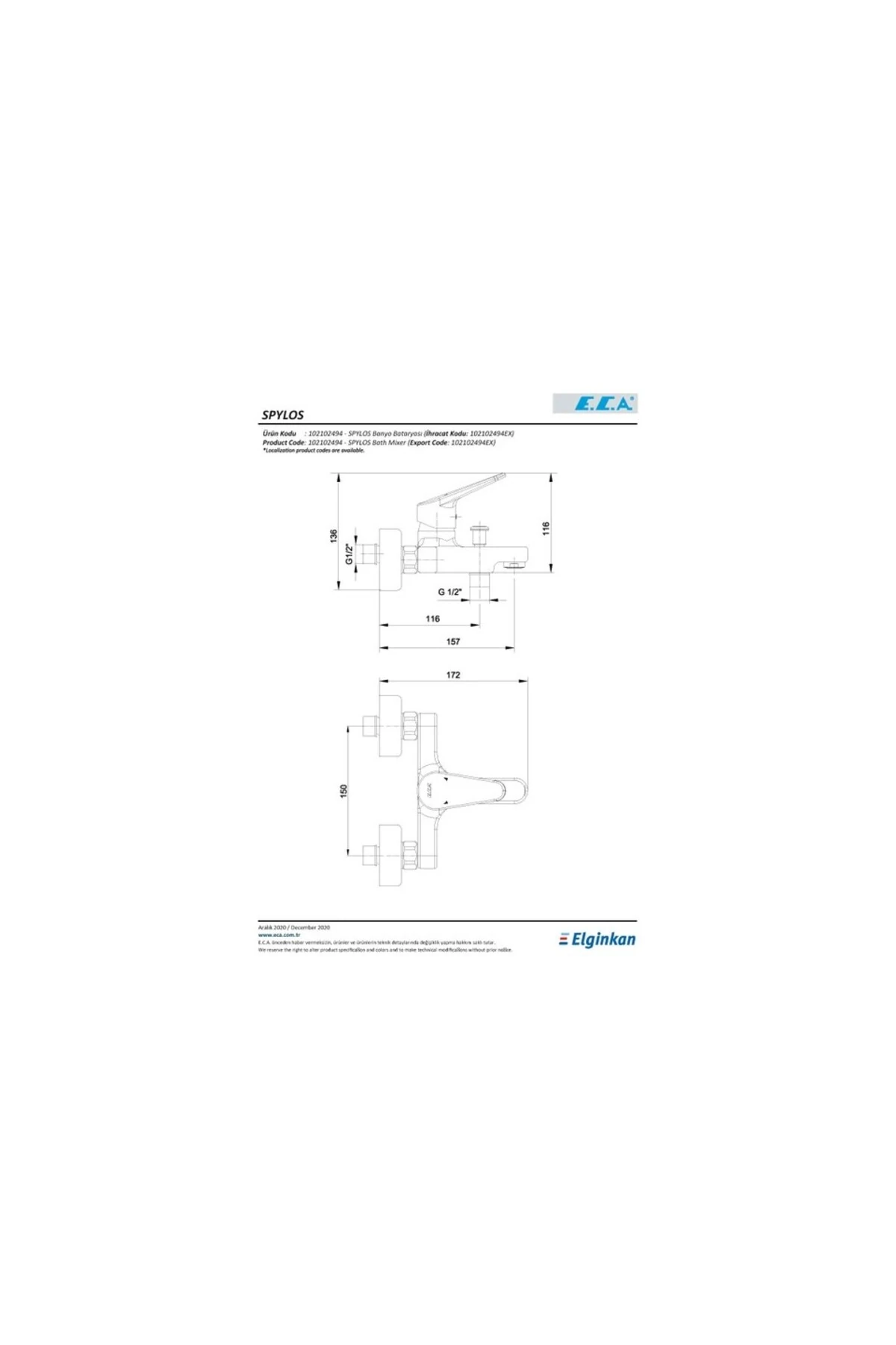 Adnoss E.c.a Spylos Banyo Bataryası 102102494
