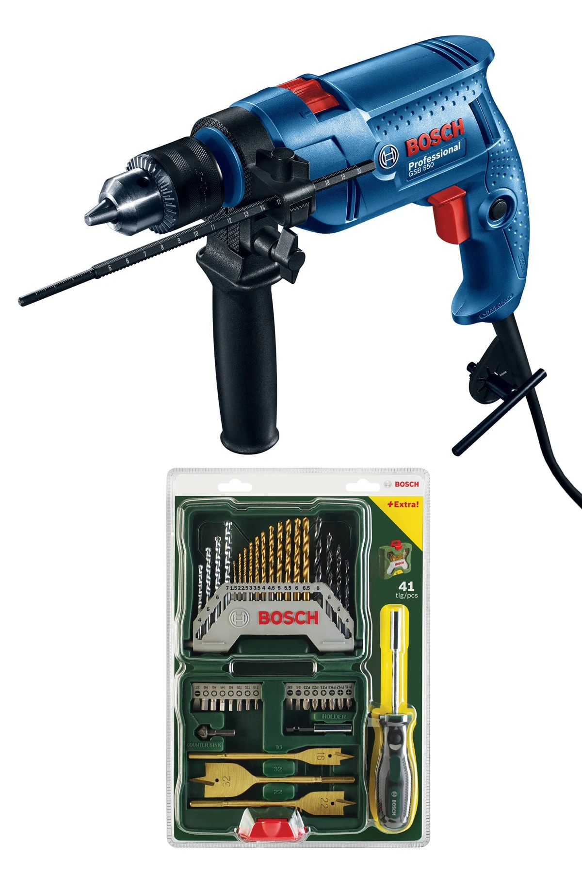 Gsb 550 Profesyonel Darbeli Matkap + X-line 41 Parça Delme&vidalama Seti