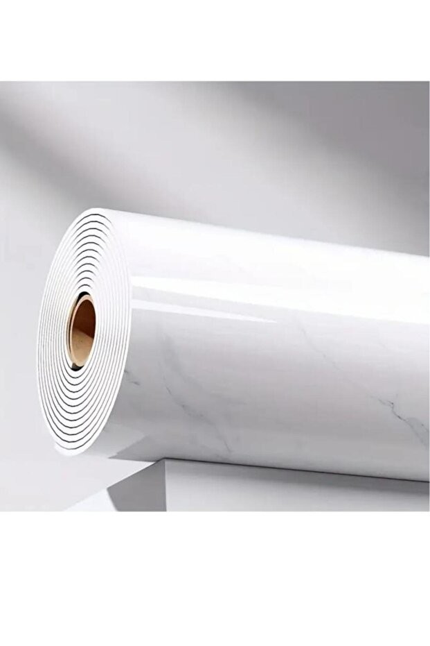 120cmx280cm Rulo Basıc Parlak Beyaz Mermer Desenli Yapışkanlı Duvar Paneli Kağıdı Banyo Wc Kaplama