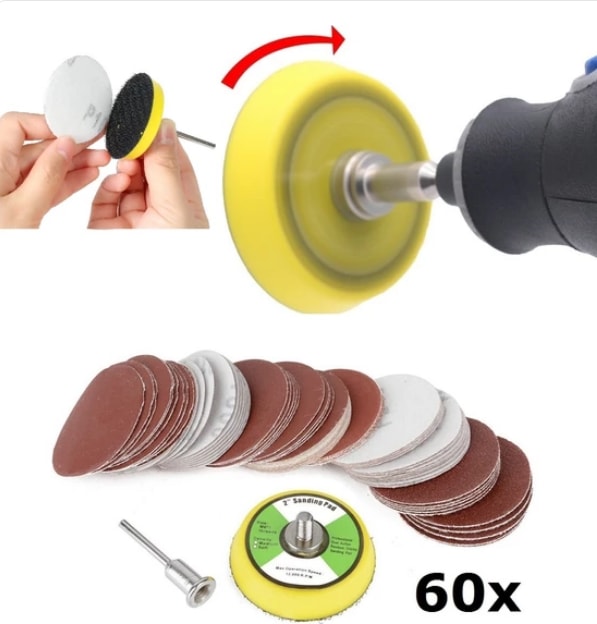 Dremel Proxxon Lotus Swazer Banco Mac Allister Hobi Makinesi Için 5 cm Cırt Taban Zımpara Seti 60 Adetli