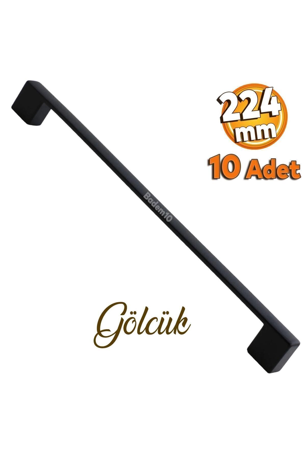 BADEM10 10 Adet Gölcük Düz Siyah Mobilya Mutfak Çekmece Dolap Dolabı Metal Kulpu Kulbu Kulpları 224 Mm
