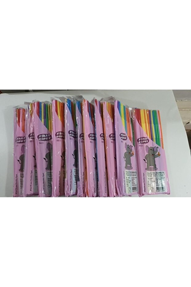 İnce Artistik Pipet 500 Adet 6 Mm*280 Mm (10 PK:50 Lİ)