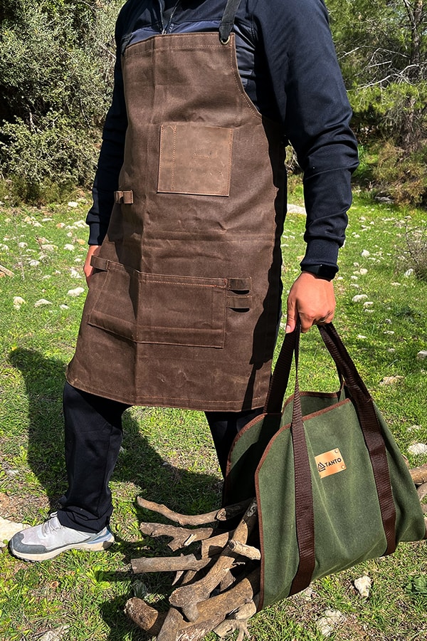 Marangoz Önlüğü – Mumlu Kanvas, 3 Cepli, 79X64 Cm, Outdoor & Atölye Kullanımı