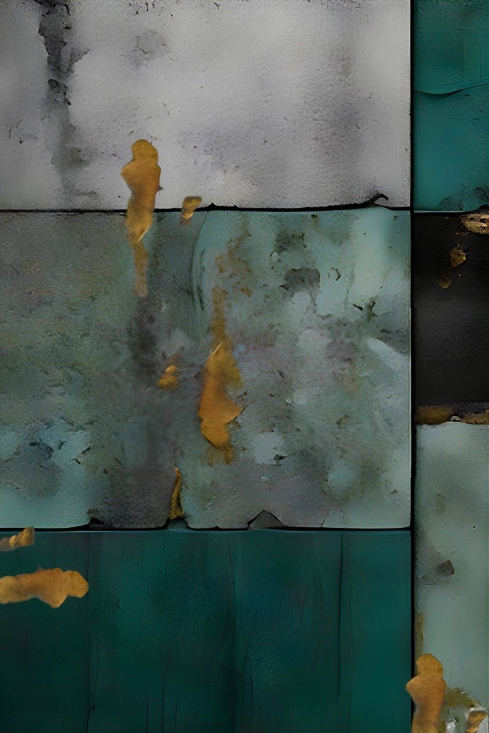 |zümrüt Yeşil Gold Renk Abstract Art |çerçeveli Cam Tablo 3lü Dikey
