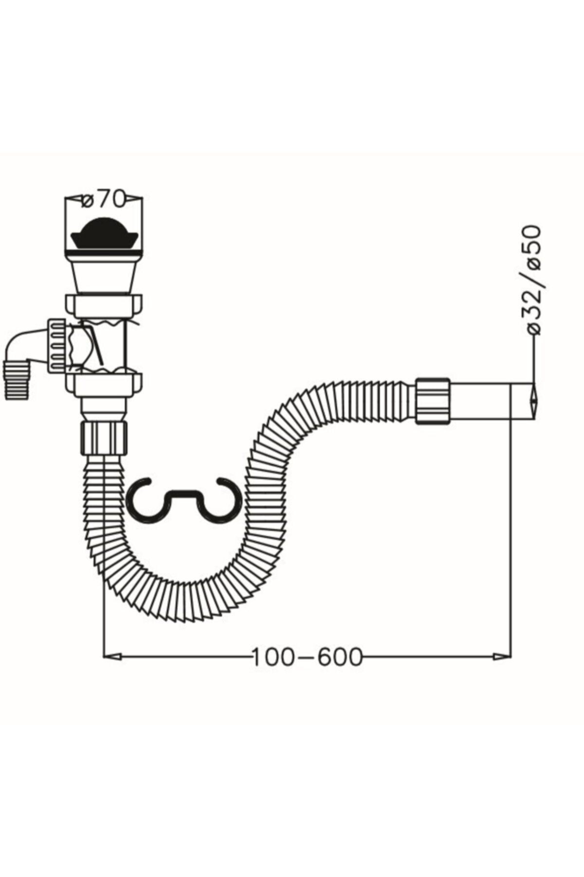 Körüklü Evye Sifonu Makine Girişli 50mm