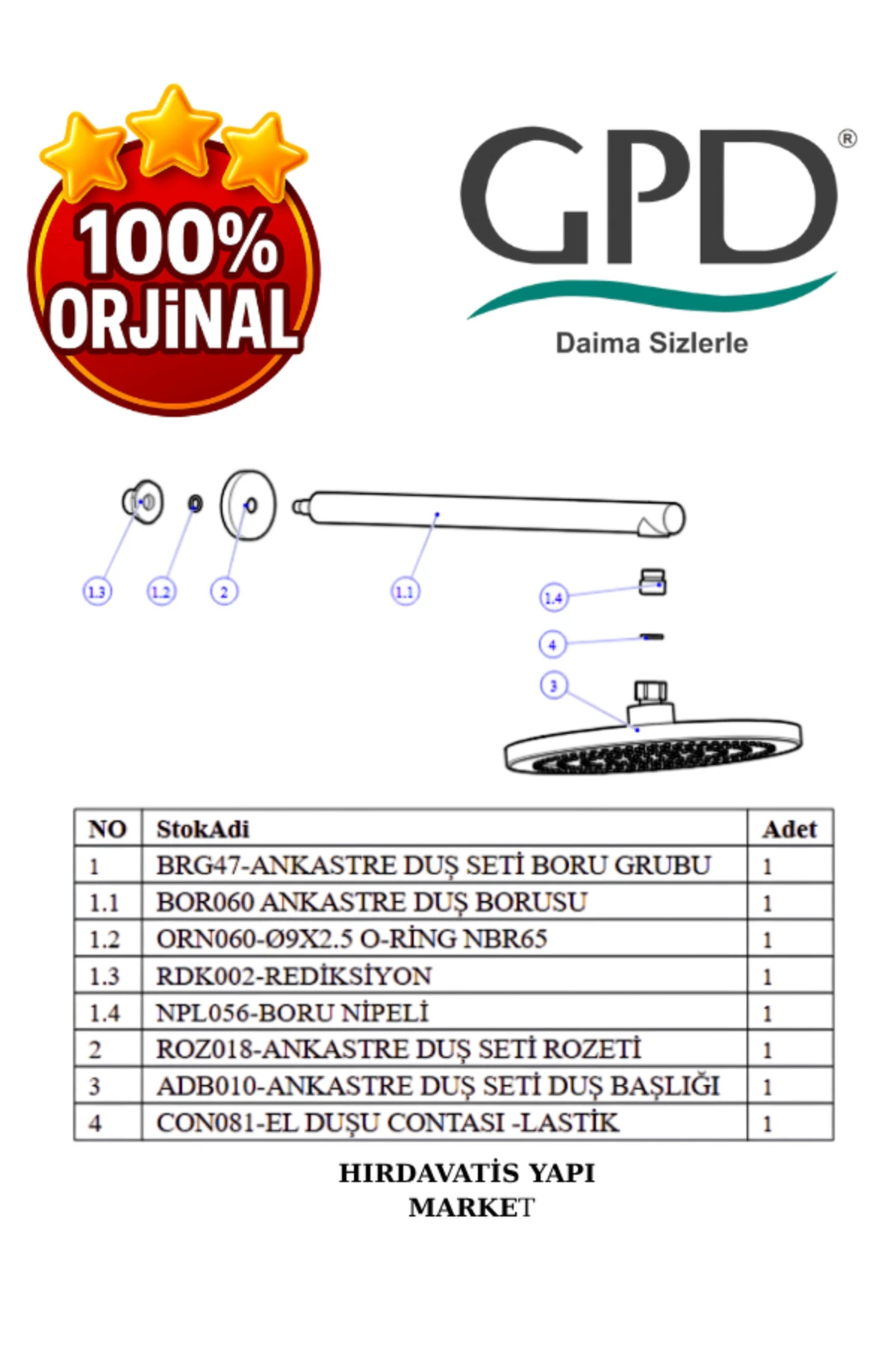 ADS14 Ankastre Duş Başlığı (Ø250)