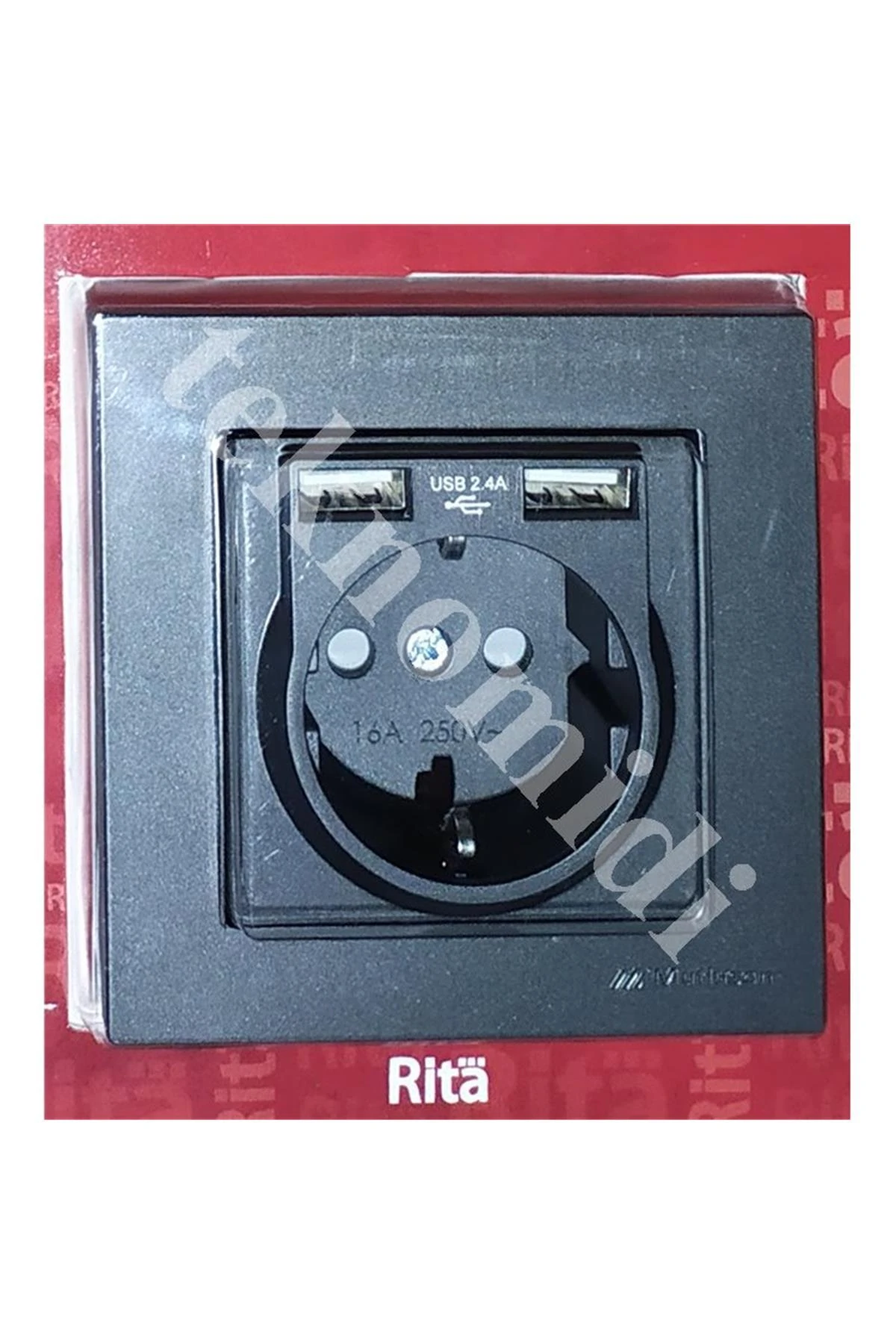 Füme Renk 2.4 A Usb Şarjlı Topraklı Priz