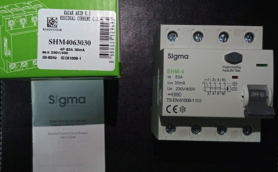 SHM4063030-SHM 4p 30MA 63A 6ka Kaçak Akım Koruma Şalteri(Kaçak Akım Rölesi)