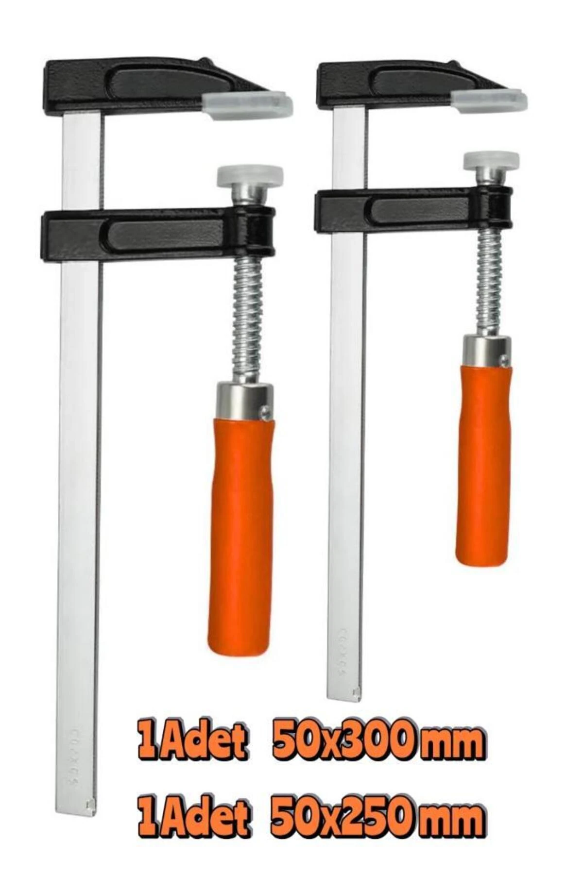 2 Adet F Tipi İşkence 50x300mm ve 50x250 mm Ahşap Saplı Mengene