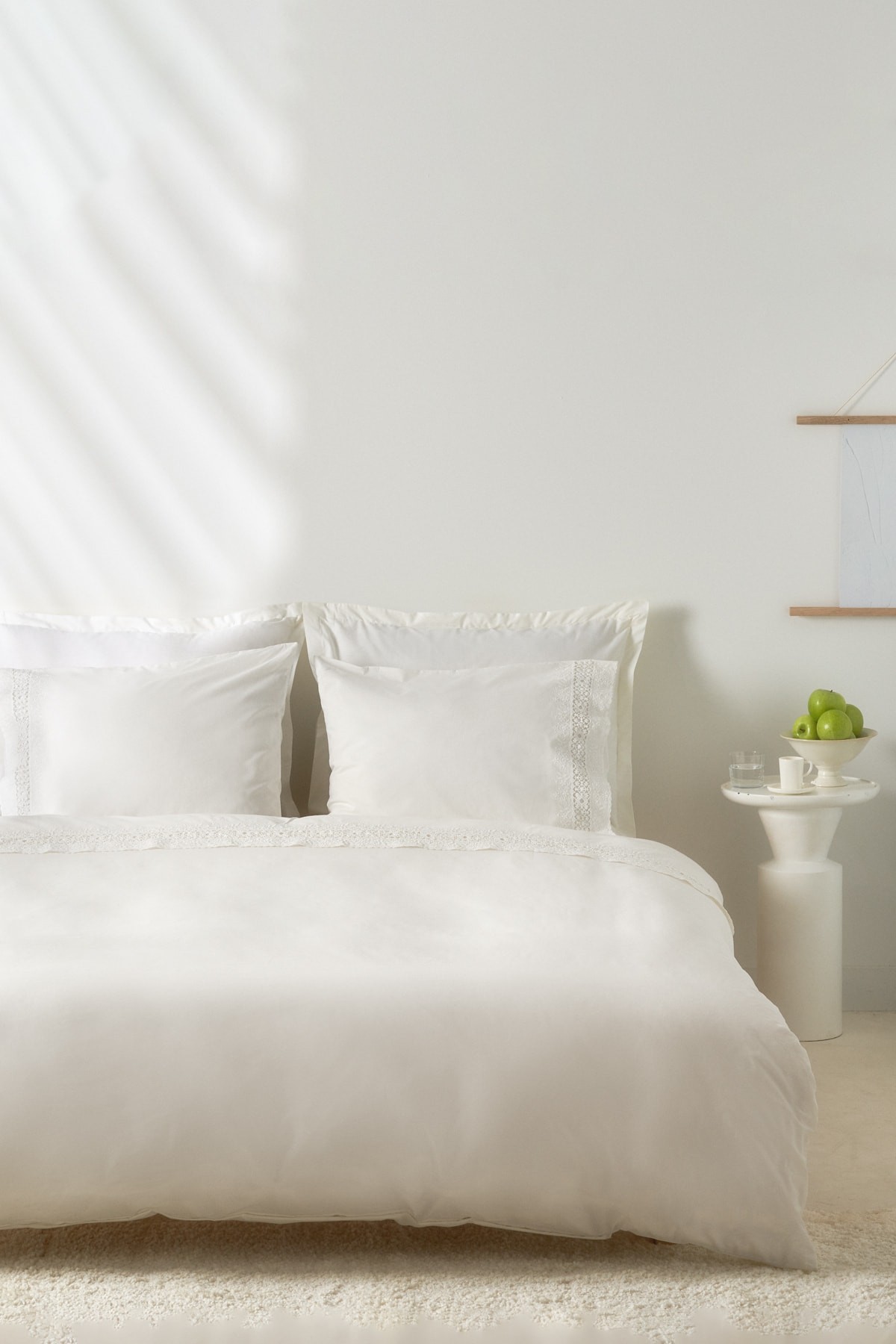 White Collection Mia Dantelli Çift Kişilik Nevresim Takımı Beyaz