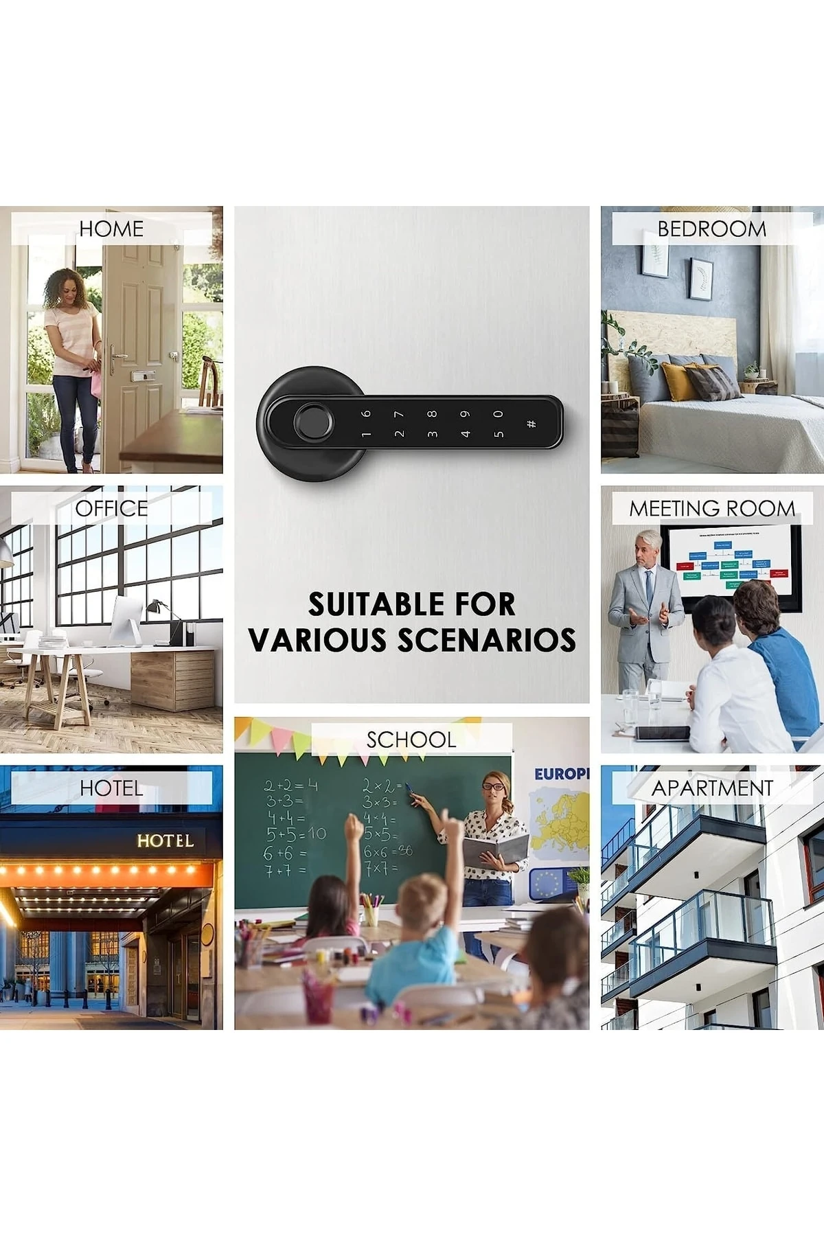 Parmak Izi Kapı Kilidi, Anahtarsız Giriş Kapı Kilidi Kolu Ile, Akıllı Biyometrik Şifreli