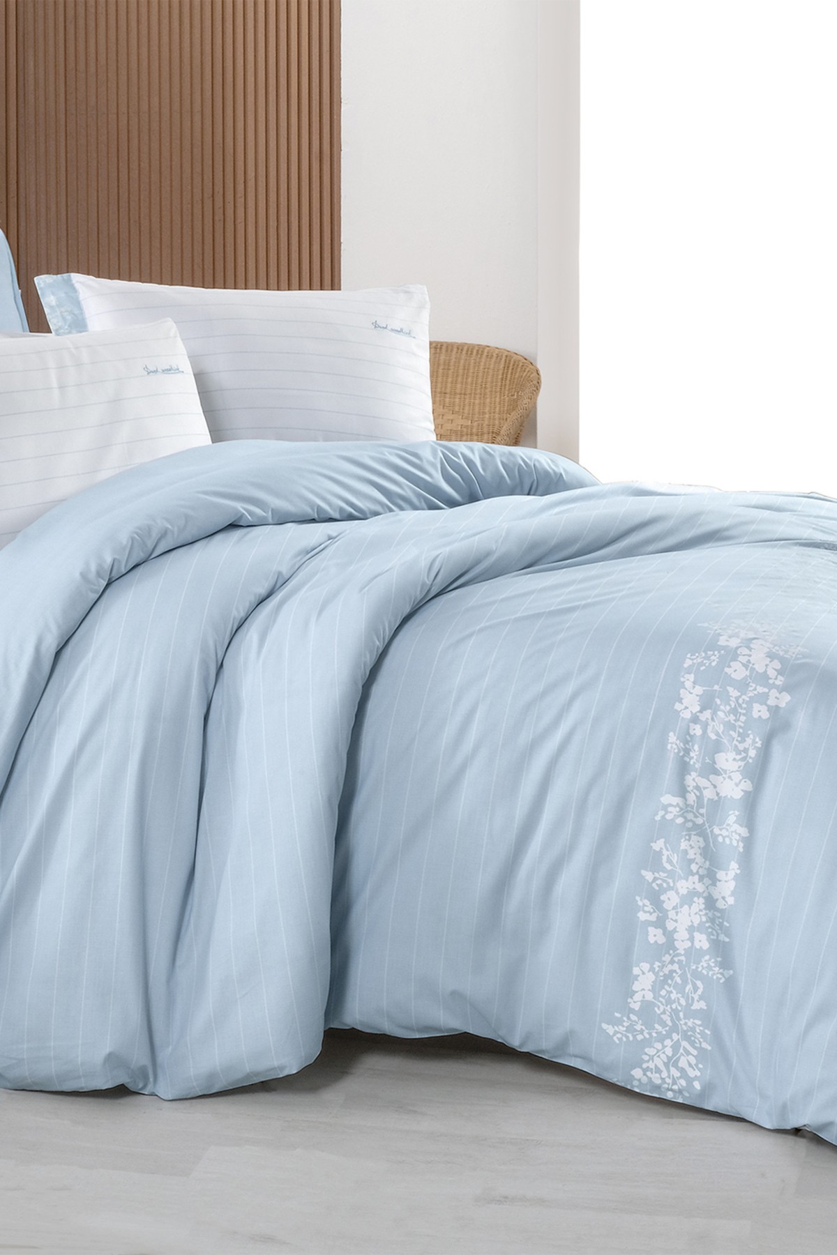 Olric Mavi King Size (Battal Boy) %100 Pamuk Nevresim Takımı