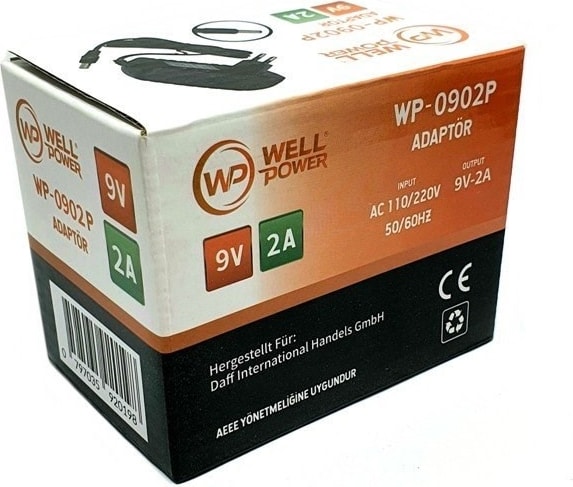 9V 2A Adaptör 9 Volt 2 Amper 5.5 x 2.5 mm Jak Fişli Plastik Kasa  WP-0902P