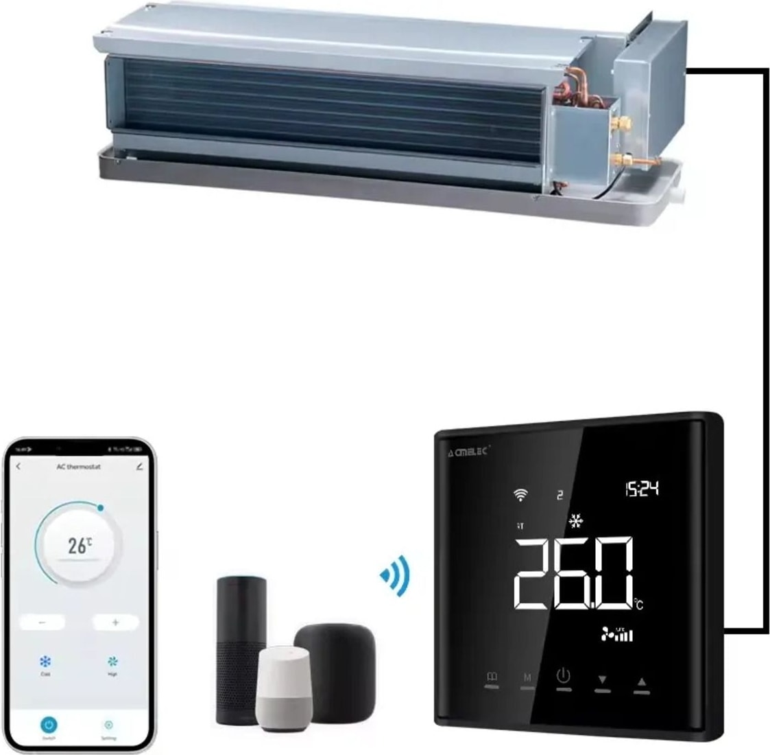 Vrf AE-669K Wifi Tuya Destekli IP30 Akıllı Klima Termostat Bağlantı Kiti