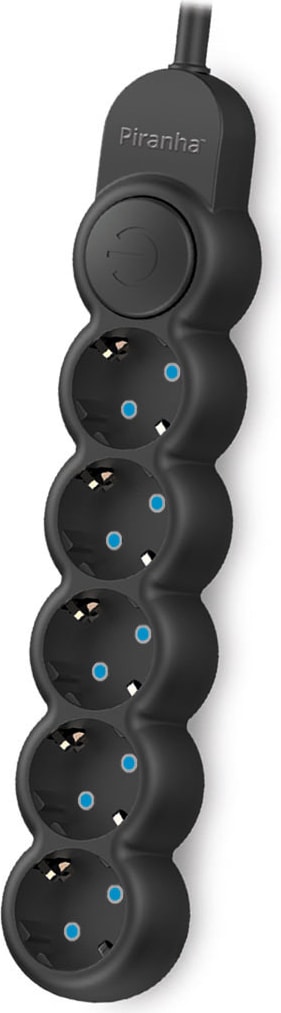 3394B Isıya Dayanıklı Termal Akım Korumalı 2m 10A 2500W 5'li Uzatma Kablosu - Siyah