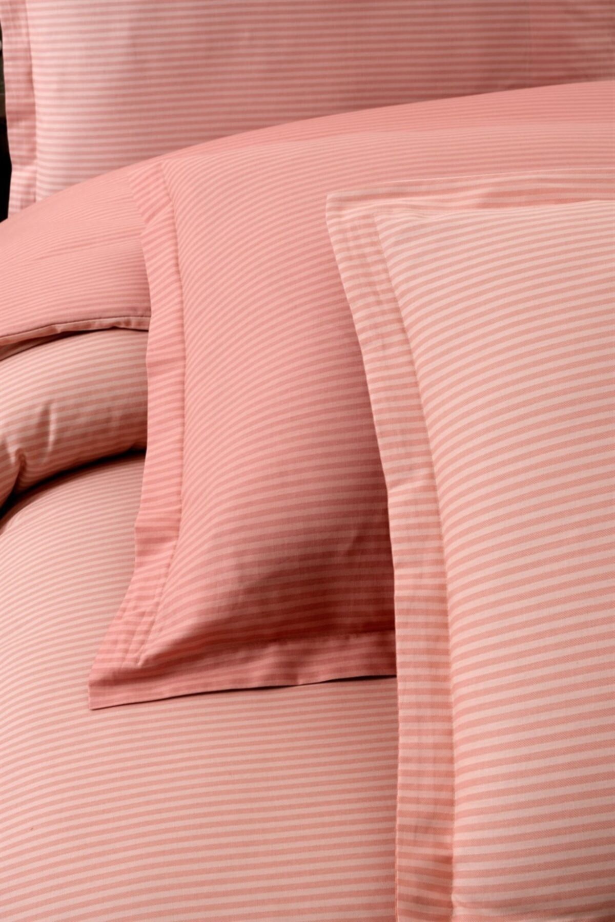 Solid Fancy Stripe Poplin Nevresim Takımı Tek Kişilik V3