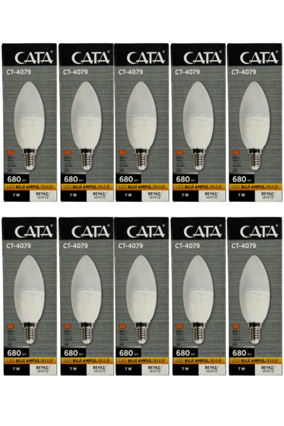 CT-4079 7W 6400K (Beyaz Işık) E14 Duylu Led Buji Ampul (10 Adet)