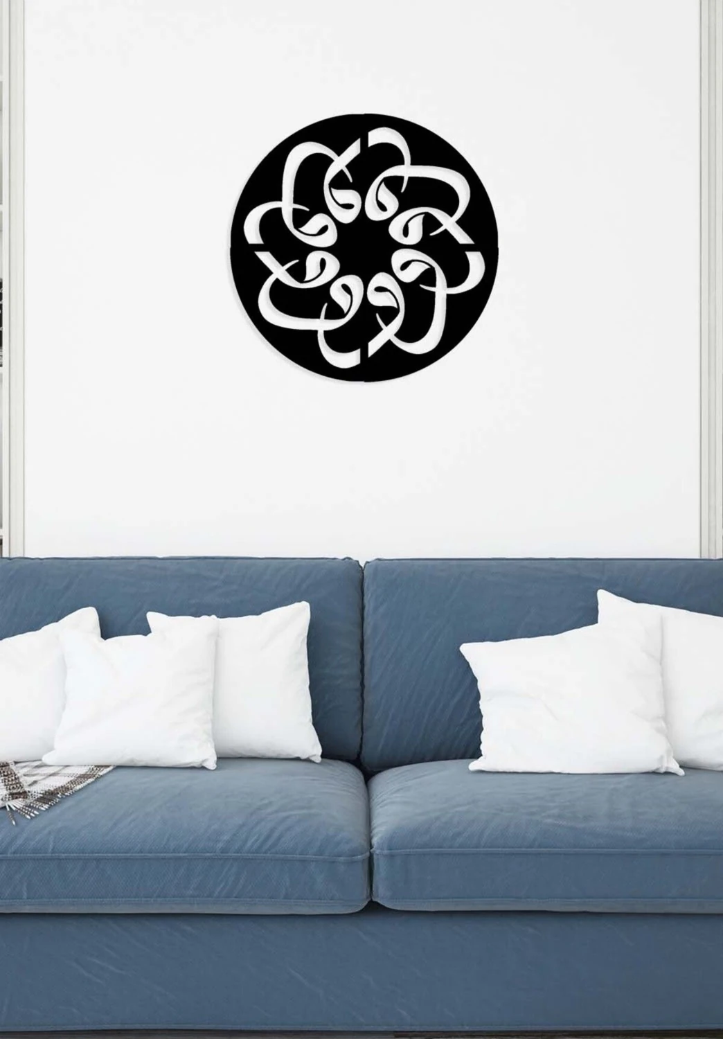 -Vav Harfi Islami Metal Tablo - Islami Ev Dekorasyonu - Dini Duvar Tabloları - 50 X 50 - Cm - Sıyah-Islm-044