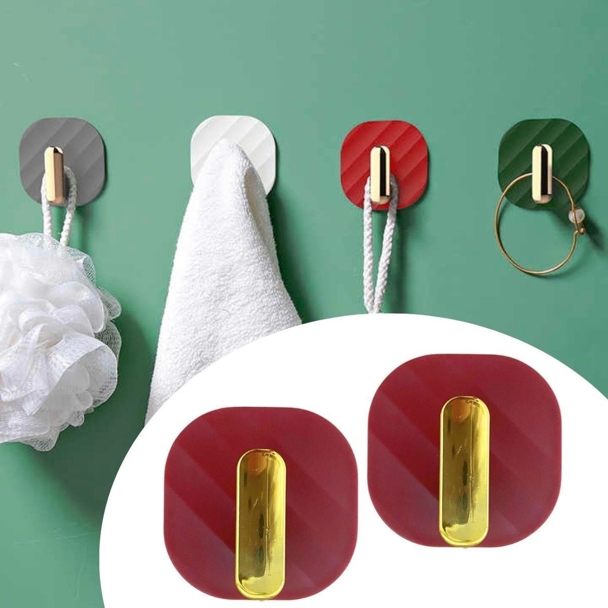 ® Retro Yapışkanlı Dolap Kulpları - 2'li Set, Kırmızı