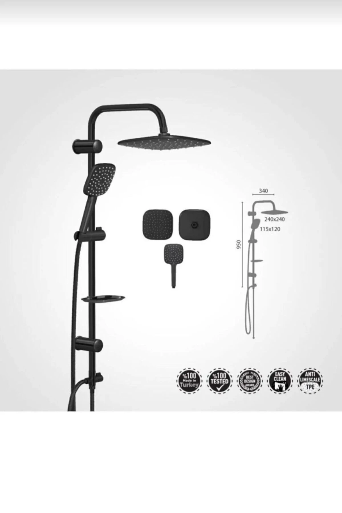 ROBOT DUŞ SETİ(SİYAH,MAT)