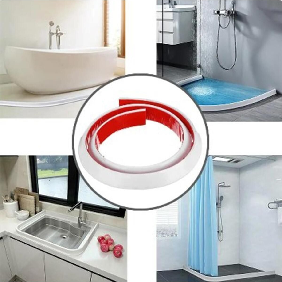 OZKUVVET 2 Metre Su Bariyeri Kapı Altı Sızdırmaz Su Tutucu Yapışkanlı Slikon Bant Bandı
