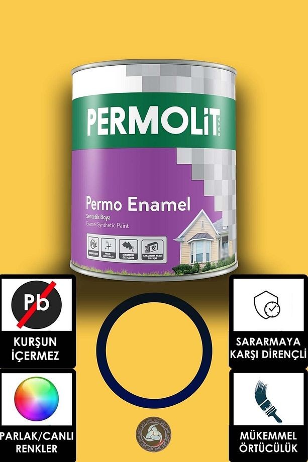 Permo Enamel Sentetik Yağlı Boya -alüminyum-ahşap-demir-metal- 0,75 L Sarı