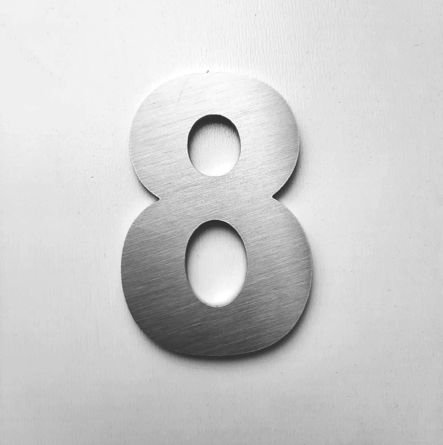 Kapı, Daire, Bina, Numarası 6 cm No:8 Fırça Desen Paslanmaz Çelik Metal Kendinden Yapışkanlı Numara