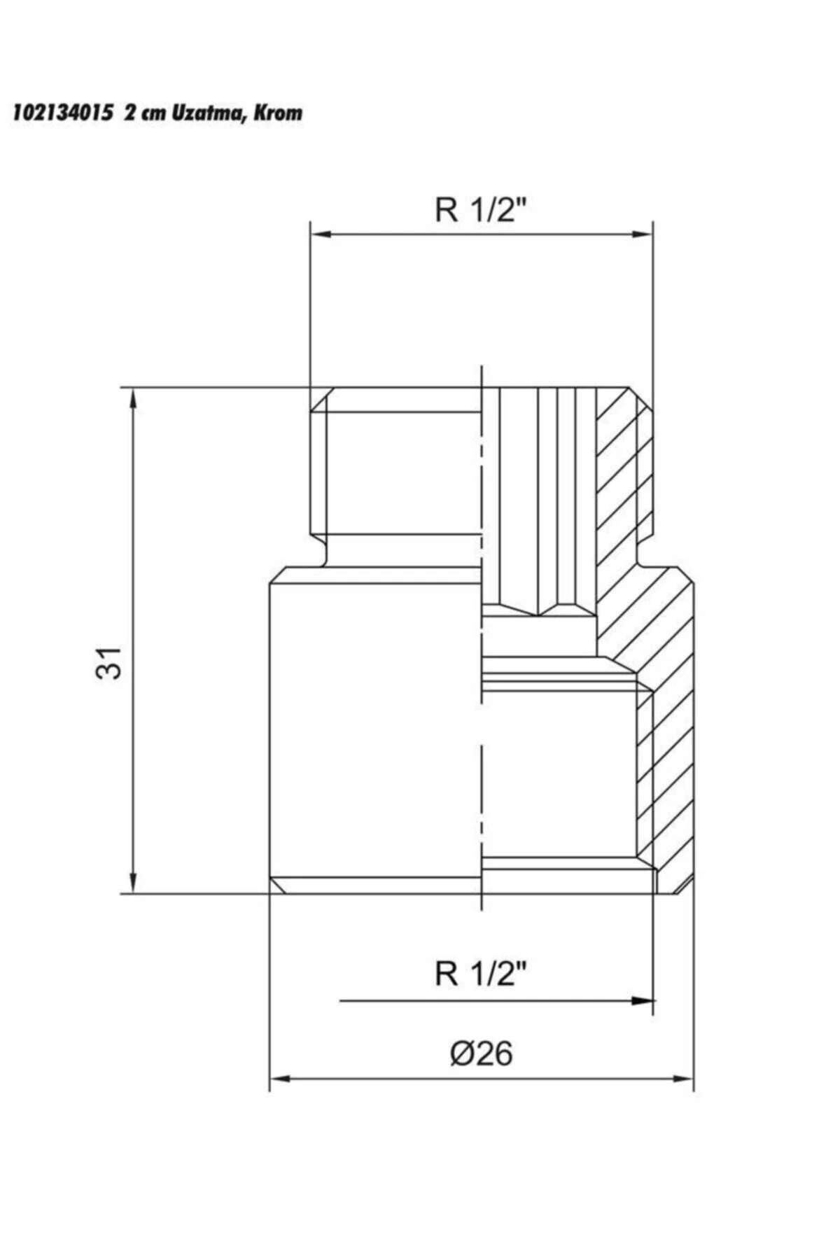 1/2 2cm Uzatma Krom (Musluk Uzatma) 102134015 Pirinç E.c.a