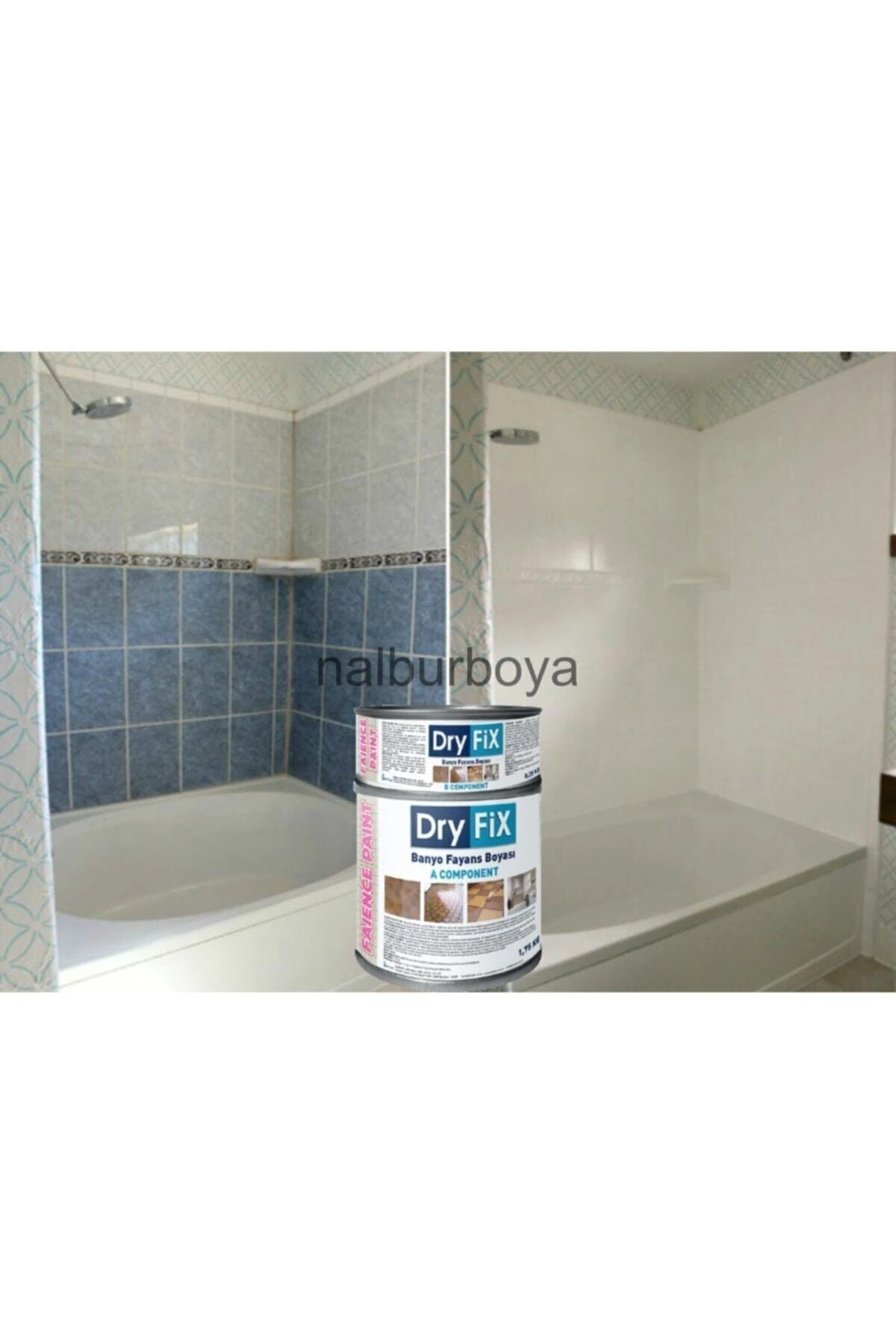 Dryfıx Fayans Boyası Beyaz 2kg+sıvı Cam 2kg-hem Boyama Hem Koruma-fayanslarınızı Boyayın Ve Koruyun